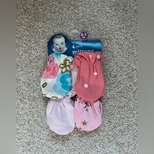 Baby Mittens Set - Pink, White, and Multicolor